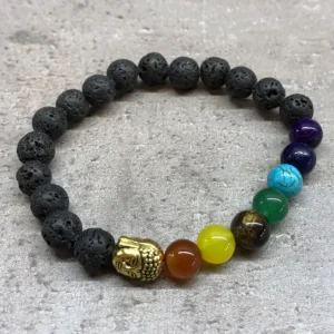 Armband med lavasten och Buddha-chakra - produktbild 2