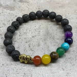 Armband med lavasten och elefantmotiv - produktbild 4