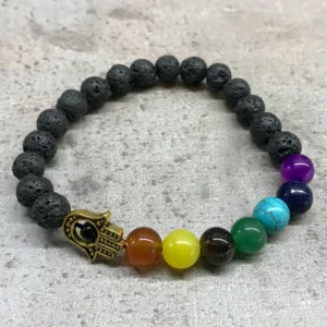 Armband med lavasten och Hamsa chakra - produktbild 2