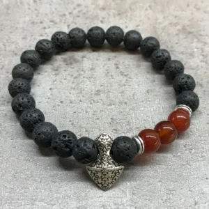 Armband med lavasten och karneol i yxhuvudsdesign - produktbild 2