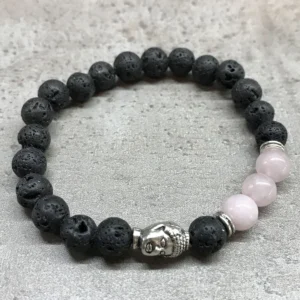 Armband med lavasten och rosenkvarts Buddha - produktbild 2