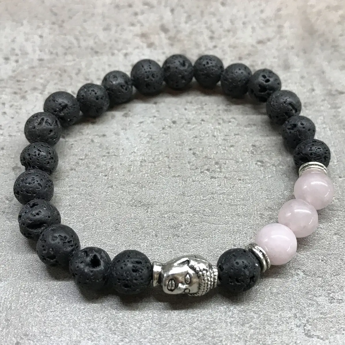 Armband med lavasten och rosenkvarts Buddha - produktbild 2