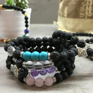 Armband med lavasten och rosenkvarts Buddha - produktbild 4