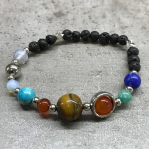 Armband med lavasten och silverplaneter - produktbild 2
