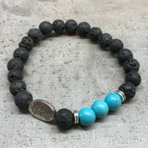 Armband med lavasten och turkos bladdekoration - produktbild 2