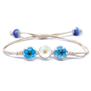 Armband med pressade äkta blommor, tre blommor - produktbild 3