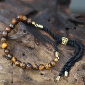 Armband med tigeröga och 18K guldförgylld justerbar snodd - produktbild 2
