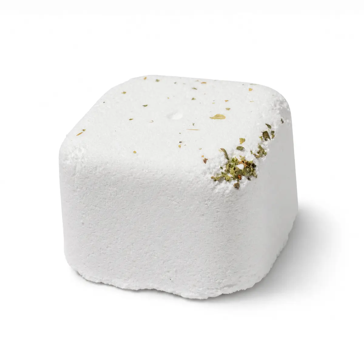 Vit aromaterapi duschångare med örtkryddor på ytan