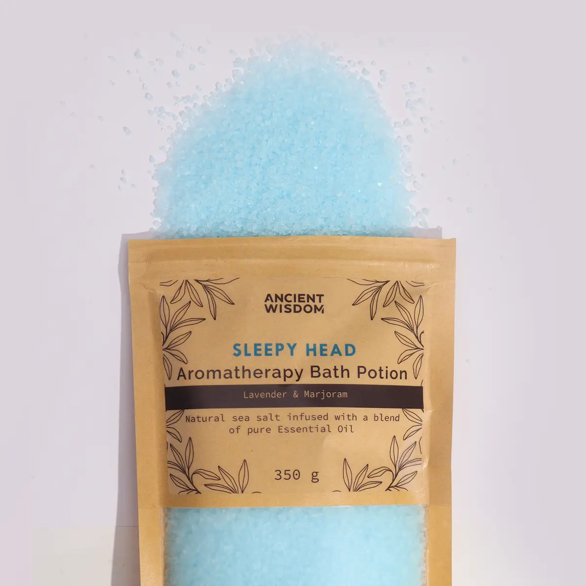 Förpackning med blått aromaterapibad med havssalt Sleepy Head
