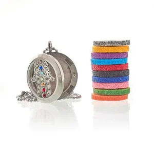 Aromaterapihalsband med hamsa chakra, 30 mm - produktbild 2