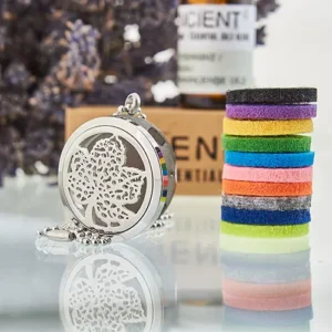 Aromaterapihalsband med lövmotiv 30 mm - produktbild 3