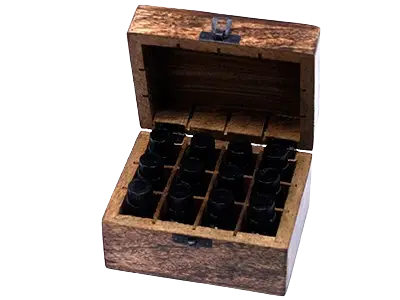 Aromaterapilåda i mangoträ för 12 flaskor eteriska oljor 10 ml - produktbild 3