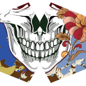 Barnansiktsmask med färgglad Calavera-design och blommönster