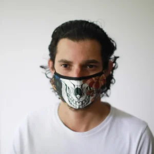 Återanvändbar barnansiktsmask i bomull med färgglad Calavera-design - produktbild 2