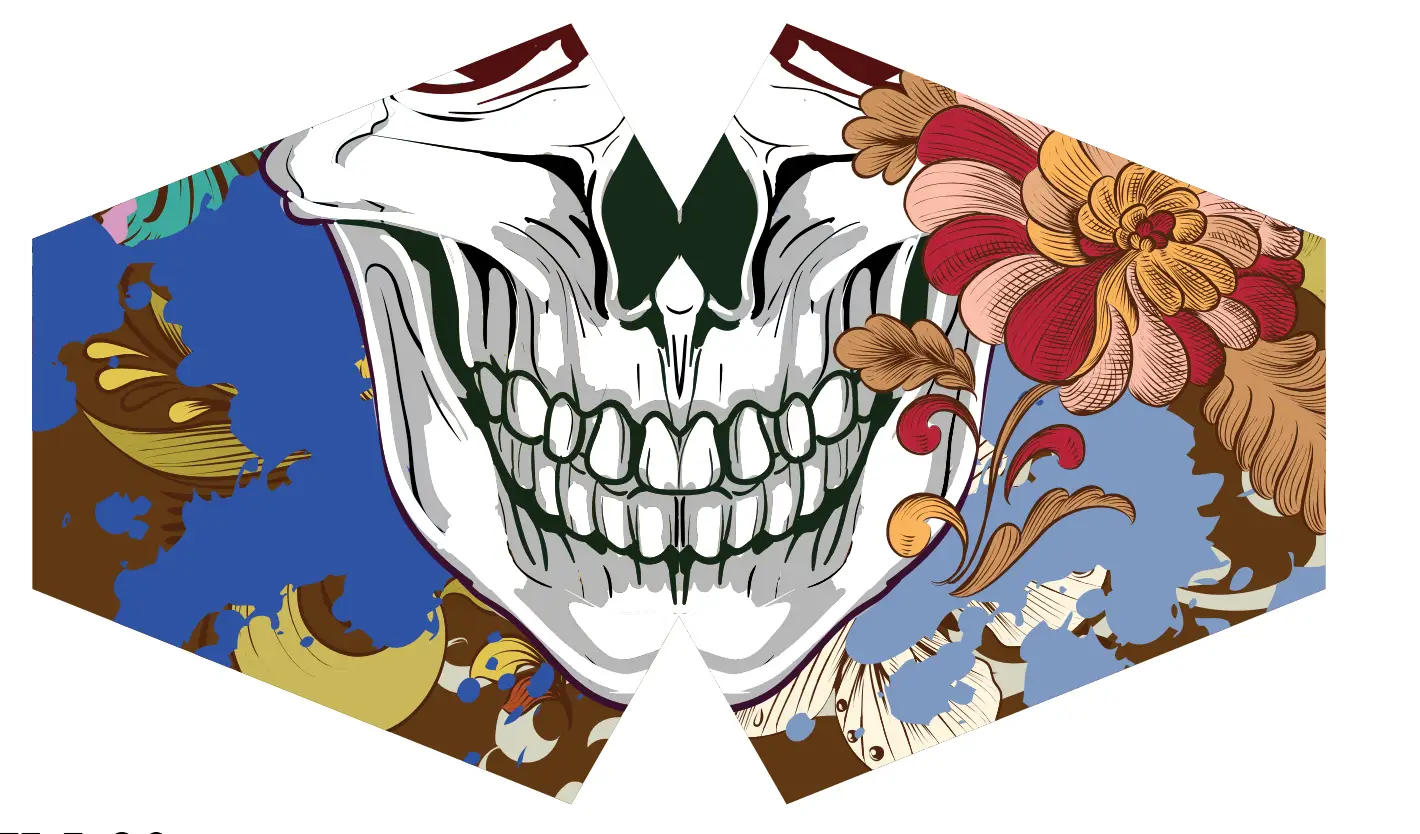 Barnansiktsmask med färgglad Calavera-design och blommönster