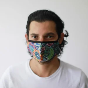 Återanvändbar modeansiktsmask i bomull med mönster Funky Swirls för vuxna - produktbild 3