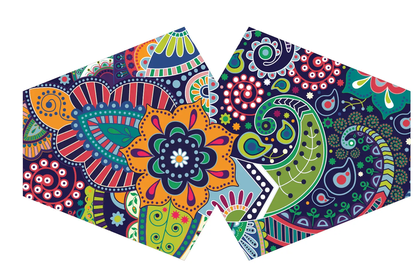 Återanvändbar modeansiktsmask i bomull med färgstarkt mönster Funky Swirls