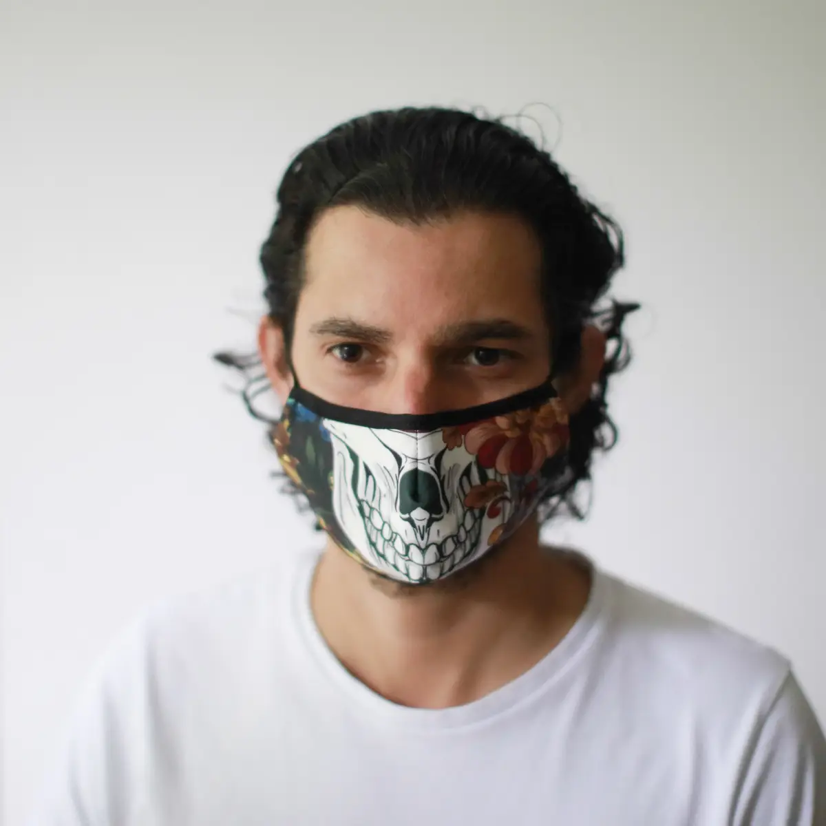 Återanvändbar modeansiktsmask med färgglad Calavera-design för vuxna - produktbild 3
