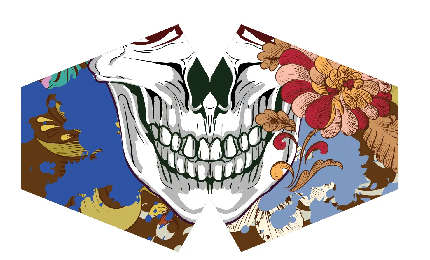 Färgglad återanvändbar ansiktsmask med Calavera-skelett och blommönster