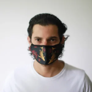 Återanvändbar modeansiktsmask med PM2.5-filter i bomull och polyester, vuxenmodell, guldfiskmönster - produktbild 3