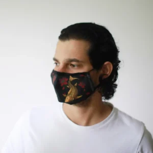 Återanvändbar modeansiktsmask med PM2.5-filter i bomull och polyester, vuxenmodell, guldfiskmönster - produktbild 4