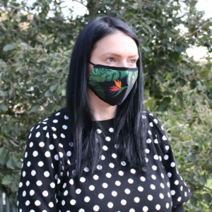 Återanvändbar modeansiktsmask med PM2.5-filter i grönt djungelmönster för vuxna - produktbild 2