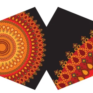 Återanvändbar modeansiktsmask med orange mandala-mönster