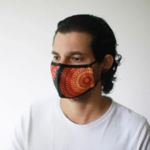 Återanvändbar modeansiktsmask med PM2.5-filter i orange mandala - produktbild 4