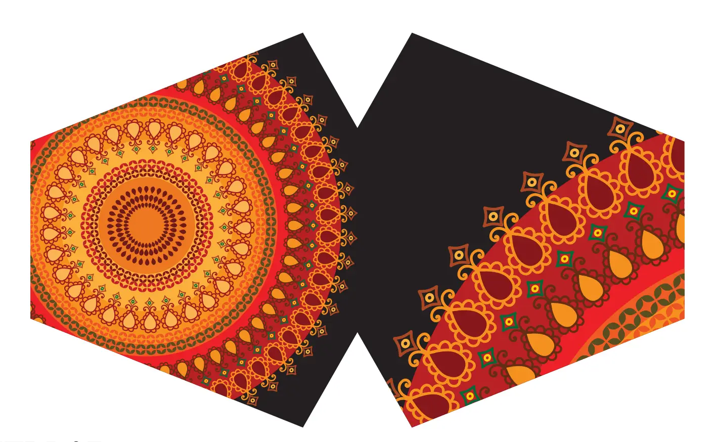 Återanvändbar modeansiktsmask med orange mandala-mönster