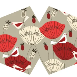 Återanvändbar modeansiktsmask med PM2.5-filter – Oriental Poppies för vuxna - produktbild 4