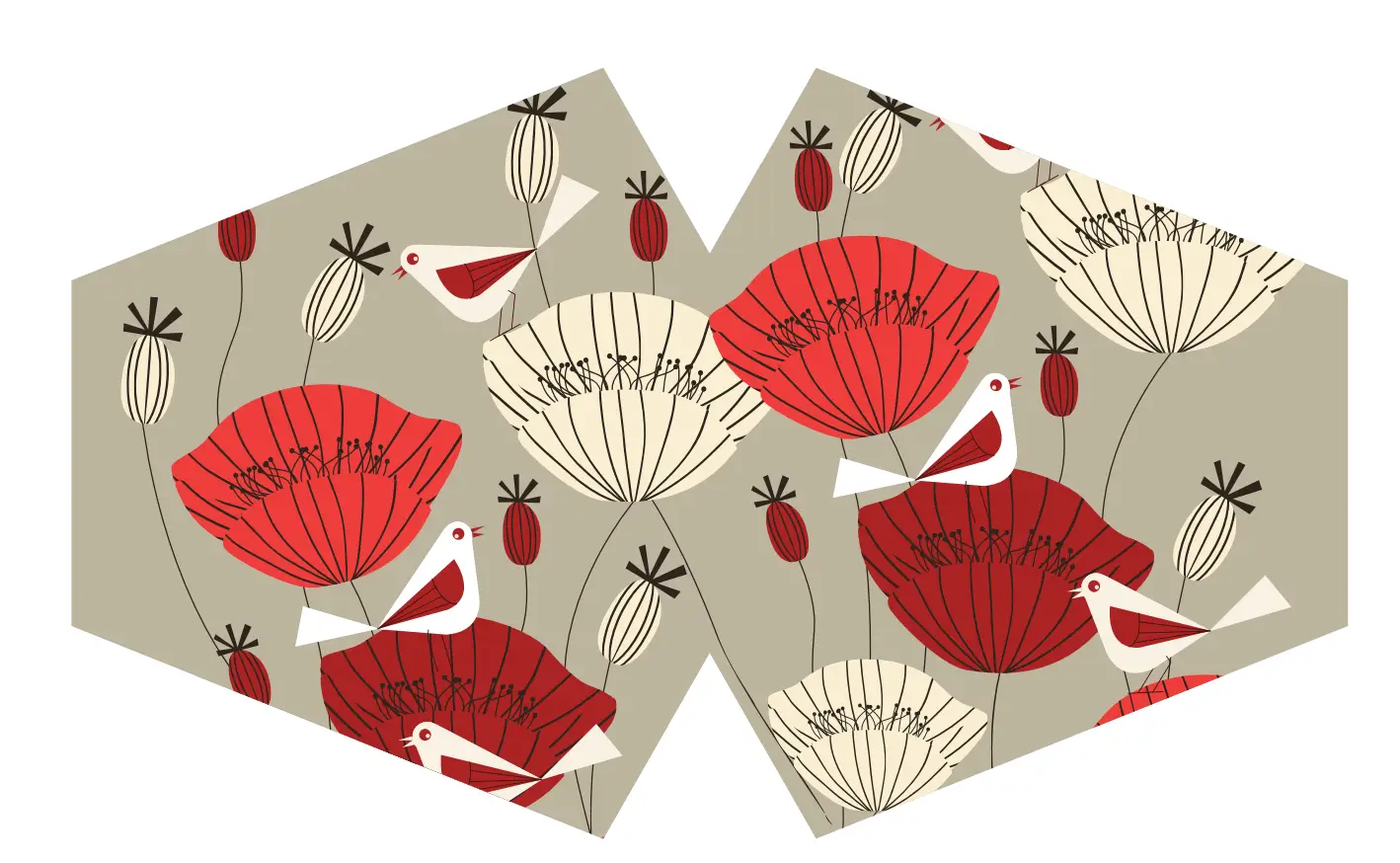 Återanvändbar modeansiktsmask med PM2.5-filter – Oriental Poppies för vuxna - produktbild 4