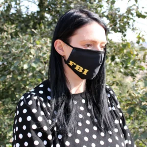 Återanvändbar modeansiktsmask med PM2.5-filter, svart med FBI-tryck - produktbild 3
