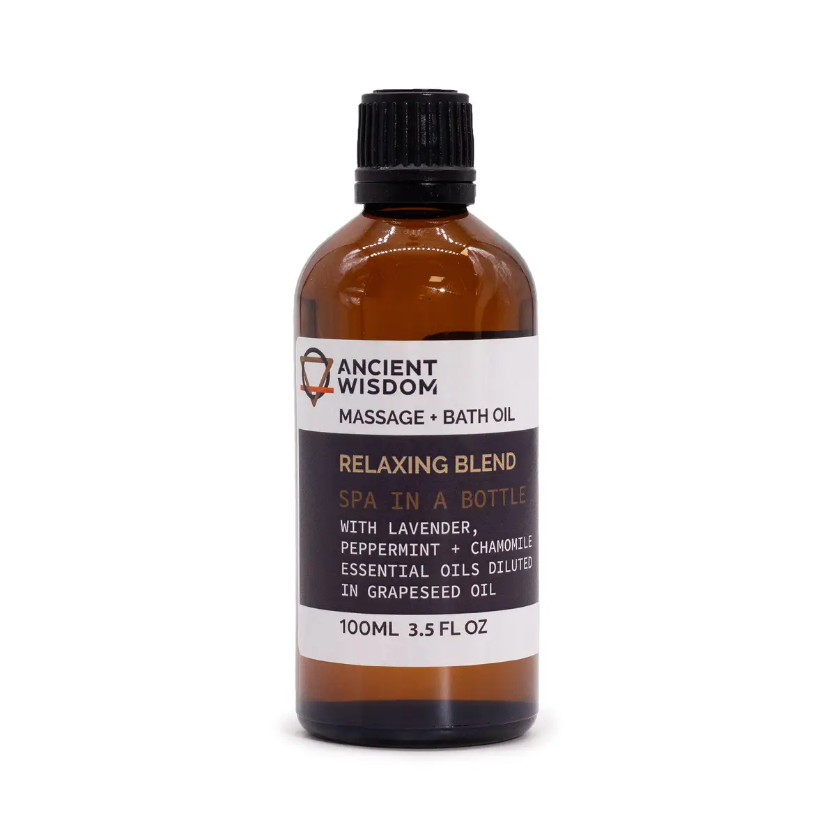 Flaska med avslappnande massageolja 100 ml från Ancient Wisdom