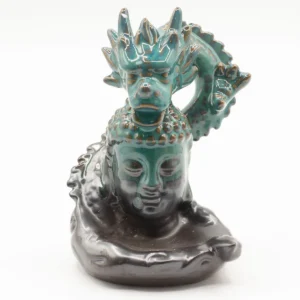 Backflow-rökelsehållare med drake över Buddha i keramik - produktbild 5