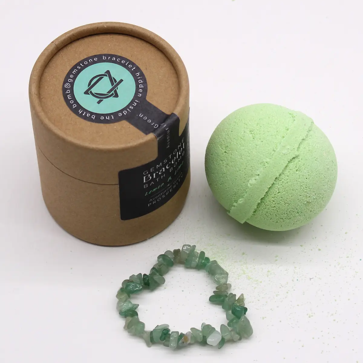 Badbomb med armband av grön aventurin och citrusdoft - produktbild 5