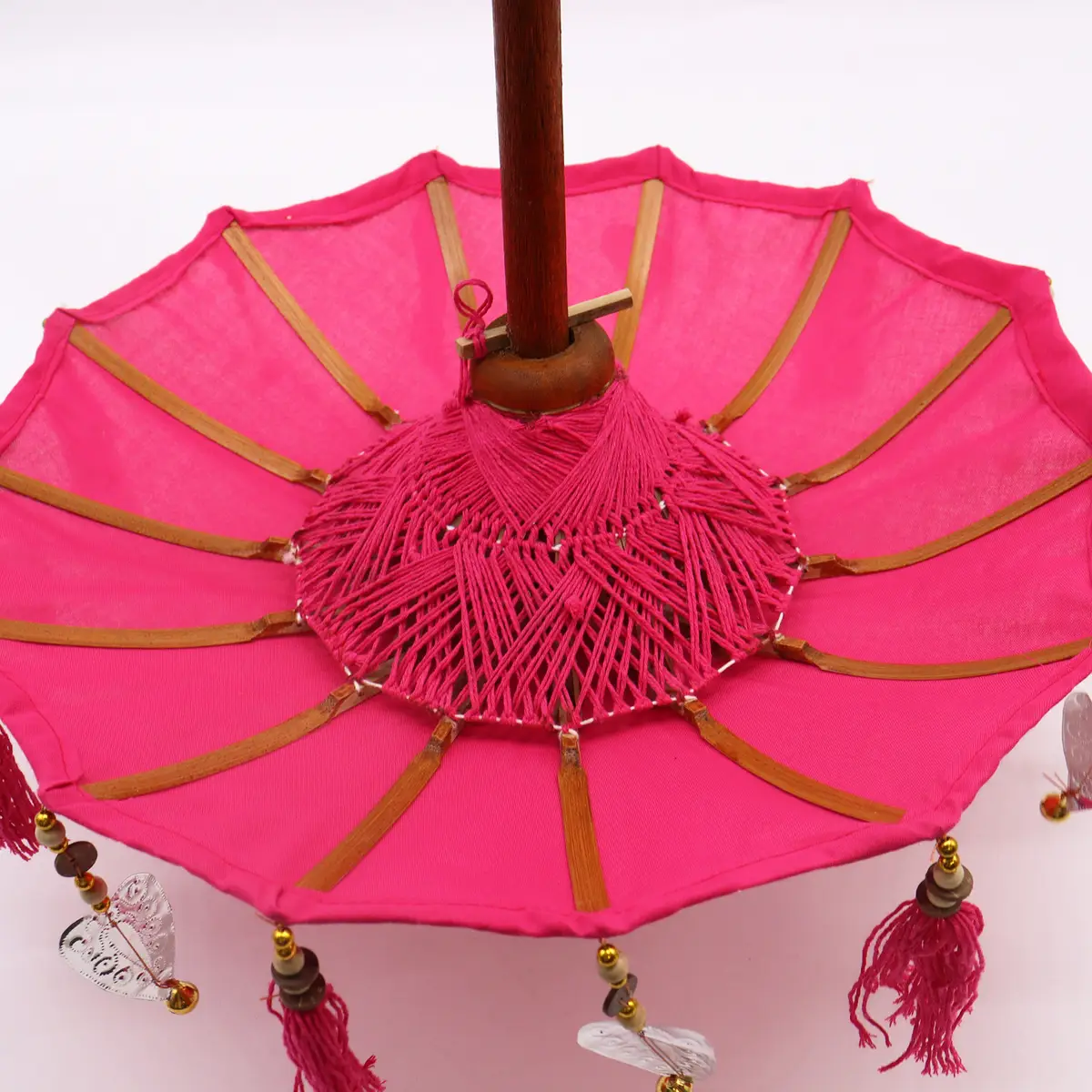 Bali heminredning parasoll i bomull, rosa, 40 cm - produktbild 4