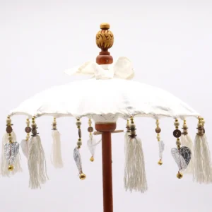 Bali Heminredning Parasoll i canvas med dekorativa tofsar, 40 cm - produktbild 6