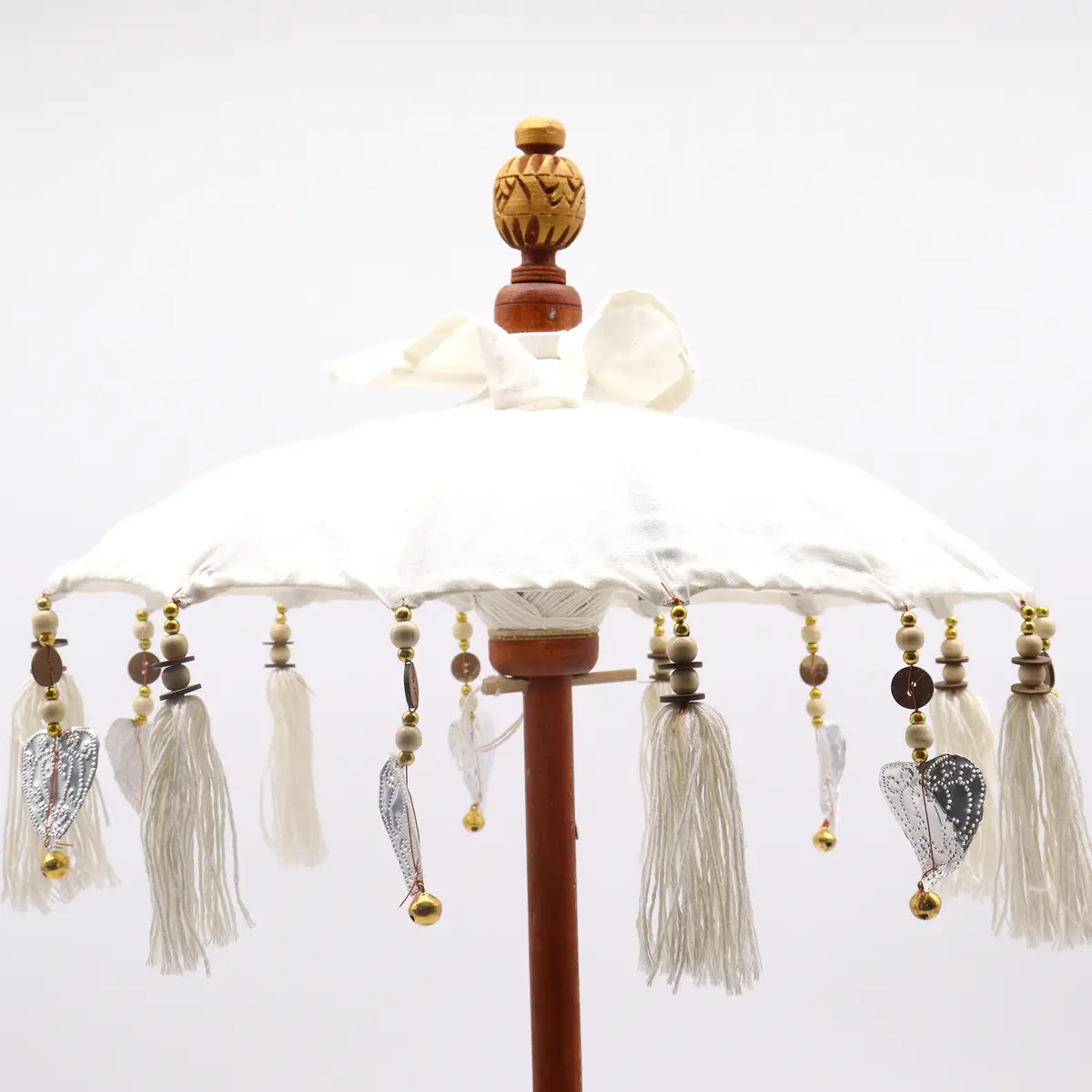 Bali Heminredning Parasoll i canvas med dekorativa tofsar, 40 cm - produktbild 6