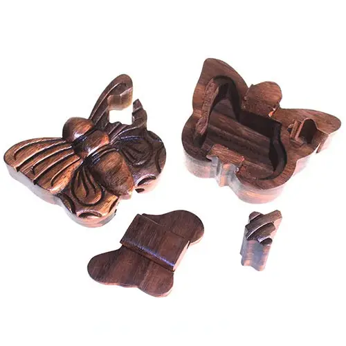 Bali Magic Box fjärilsformad träpussellåda - produktbild 2