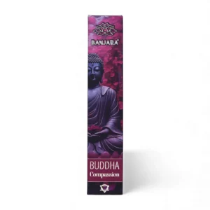 Förpackning med Banjara Buddha Compassion rökelsepinnar med Buddha-motiv