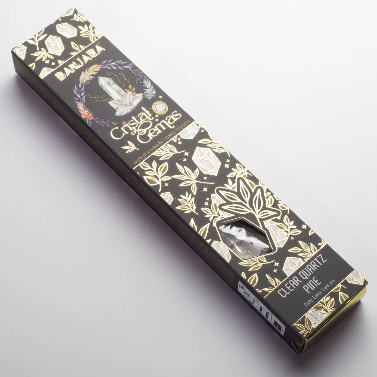 Banjara Crystal Gemas rökelsepinnar med klar kvarts och talldoft - produktbild 4