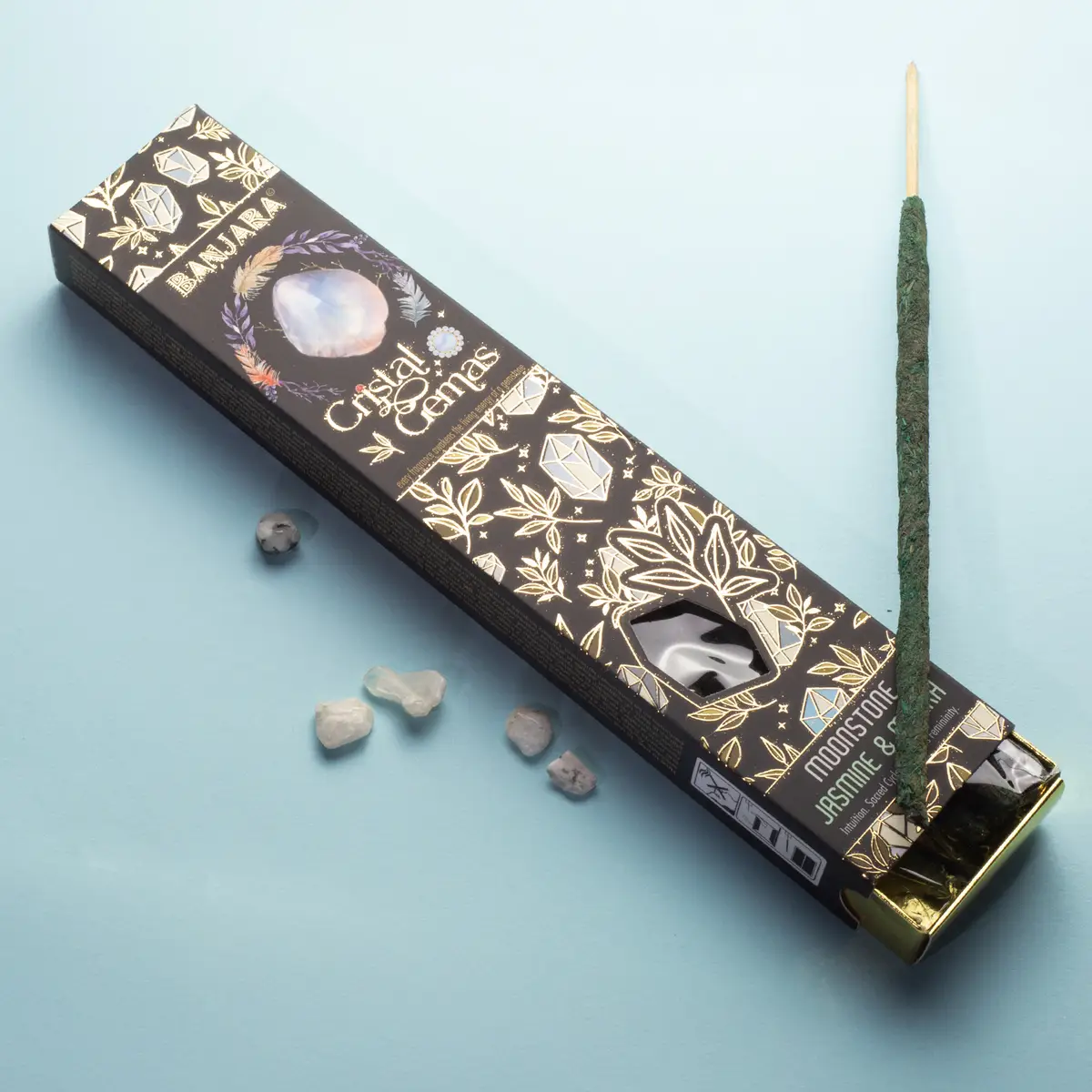 Banjara Crystal Gemas rökelsepinnar med månsten, jasmin och myrra - produktbild 2