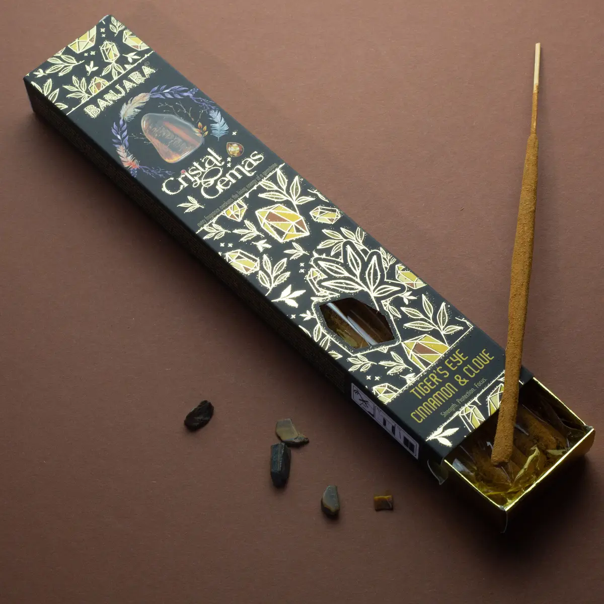 Banjara Crystal Gemas rökelsepinnar med tigeröga, kanel och kryddnejlika - produktbild 3