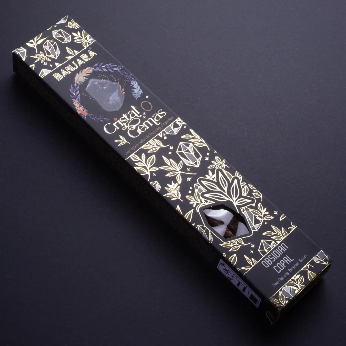 Banjara Crystal Gemas rökelsepinnar Obsidian Copal - produktbild 2