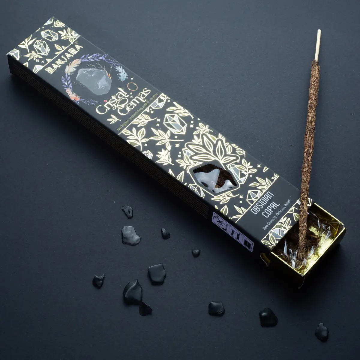 Banjara Crystal Gemas rökelsepinnar Obsidian Copal - produktbild 3