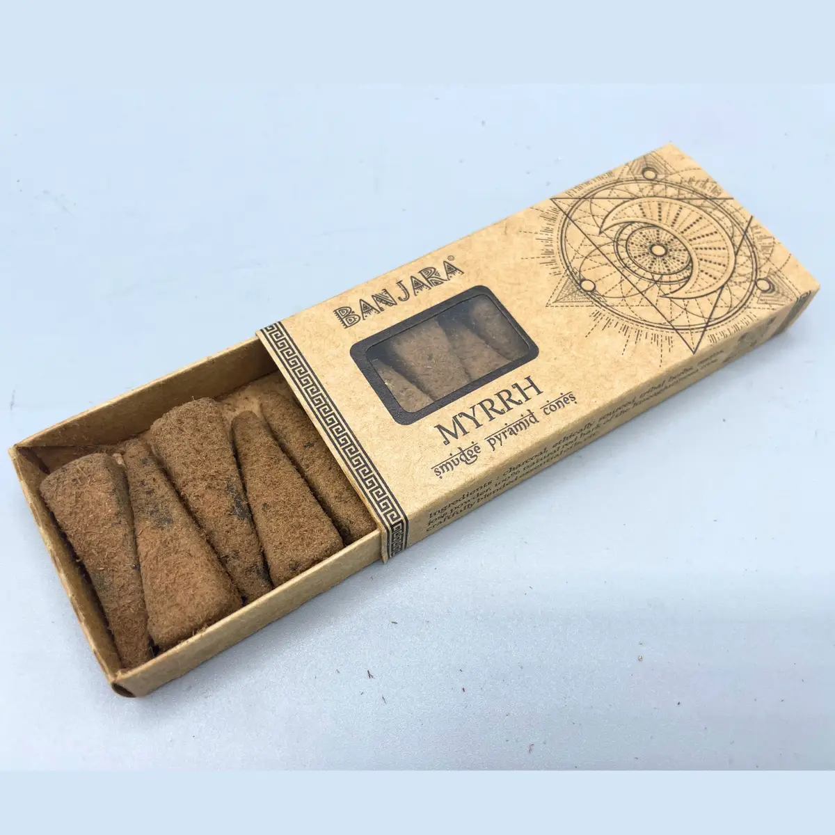 Banjara Smudge Pyramidkoner med Myrra, 10-pack - produktbild 7