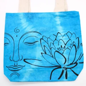 Batikkamönstrad bomullsväska med Buddha och lotus 38x42x12 cm - produktbild 3