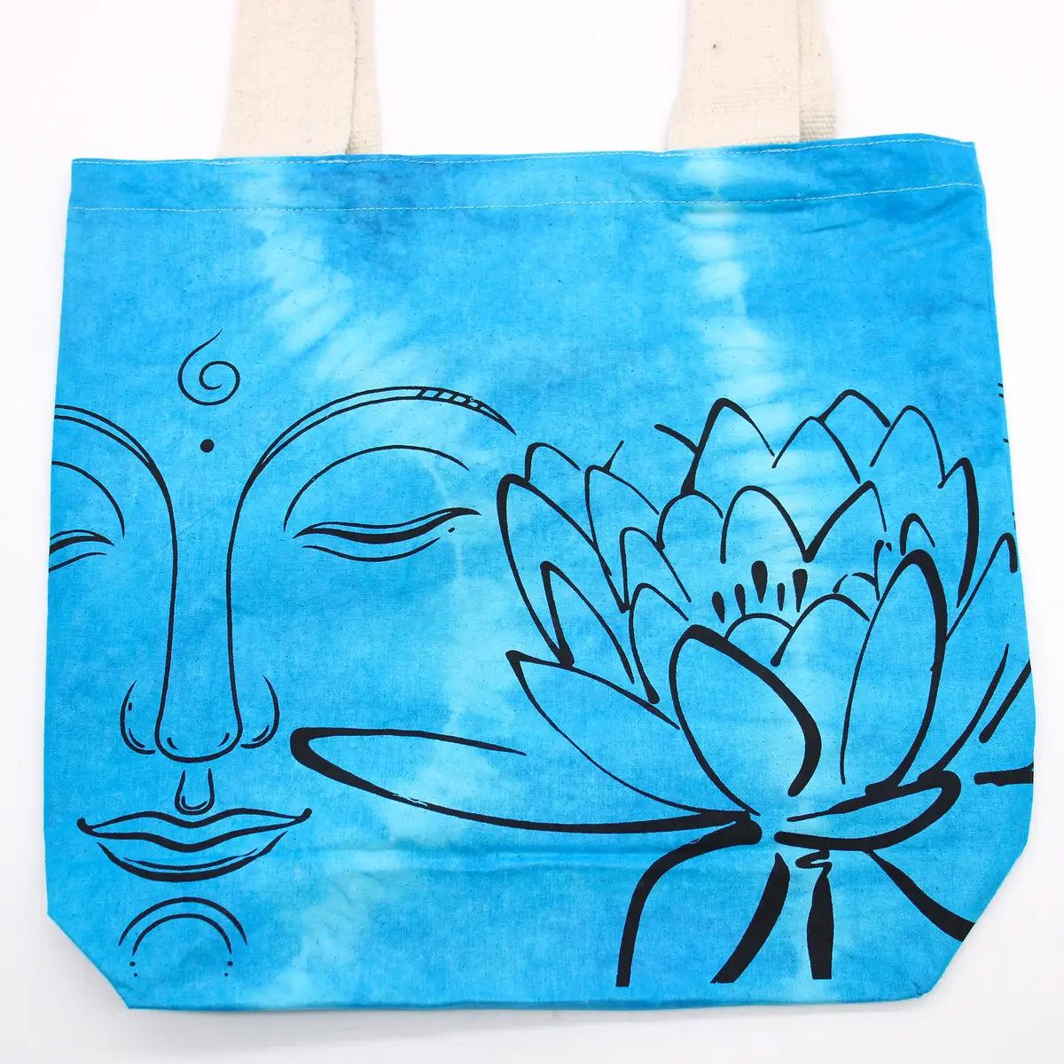 Batikkamönstrad bomullsväska med Buddha och lotus 38x42x12 cm - produktbild 3