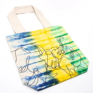 Batikkamönstrad bomullsväska med elefantmotiv 38x42x12 cm - produktbild 2