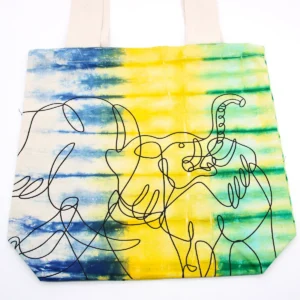 Batikkamönstrad bomullsväska med elefantmotiv 38x42x12 cm - produktbild 3